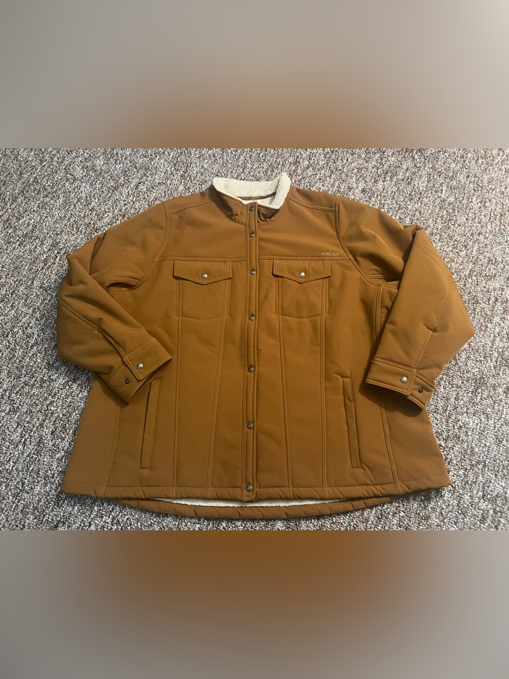Ariat Women’s Brown Berber Back Barn Softshell Fleece Lined Jacket Size 1X New